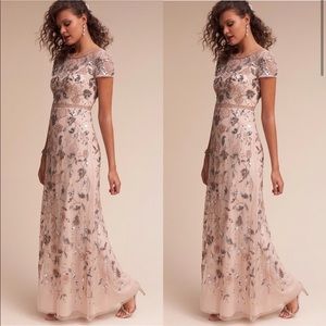 BHLDN x Adrianna Papell Cecelia Gown Champagne Sz8